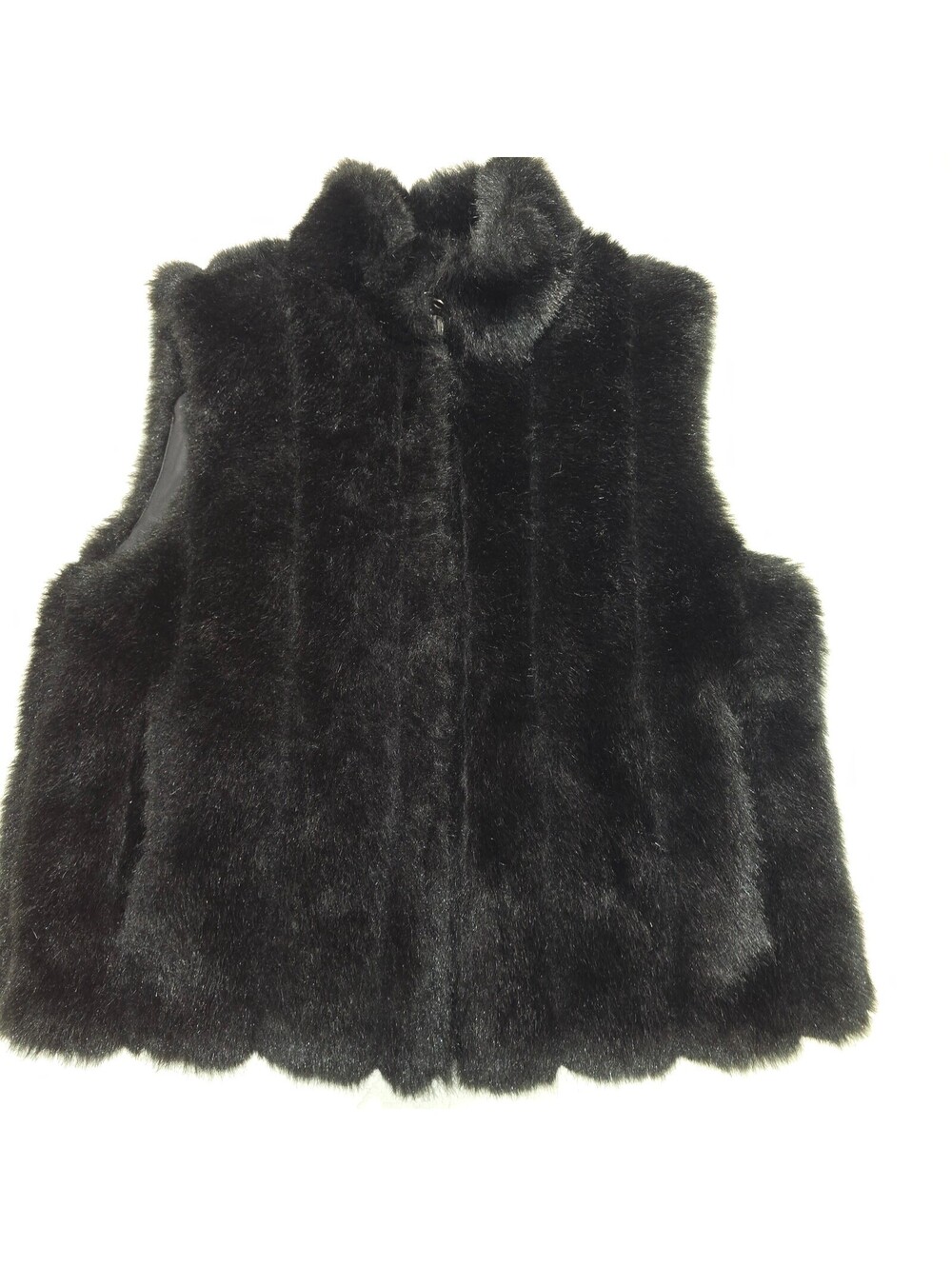 COACO New York Black Faux Fur Vest Reversible Ribbed M Mob Wife Winter Layer